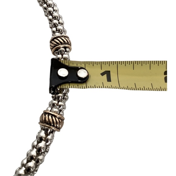 Scroll Gold And Silver Tone Metal Wire Statement Collar Necklace Crystal Accents - Picture 13 of 13